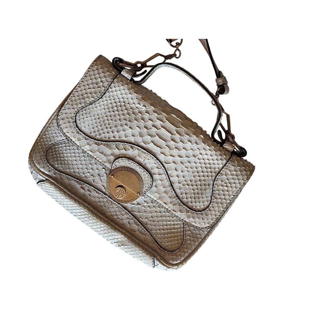 Giorgio Armani Snakeskin White Handbag W/ Straps